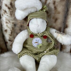 Bunnies by the Bay Juniper Adorable White Plush Bunny with Green Outfit